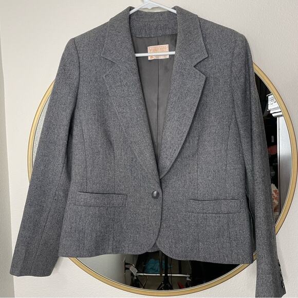 Stunning Vintage Pendleton Wool Blazer in Gray Women’s Size Small One Button - Picture 1 of 11